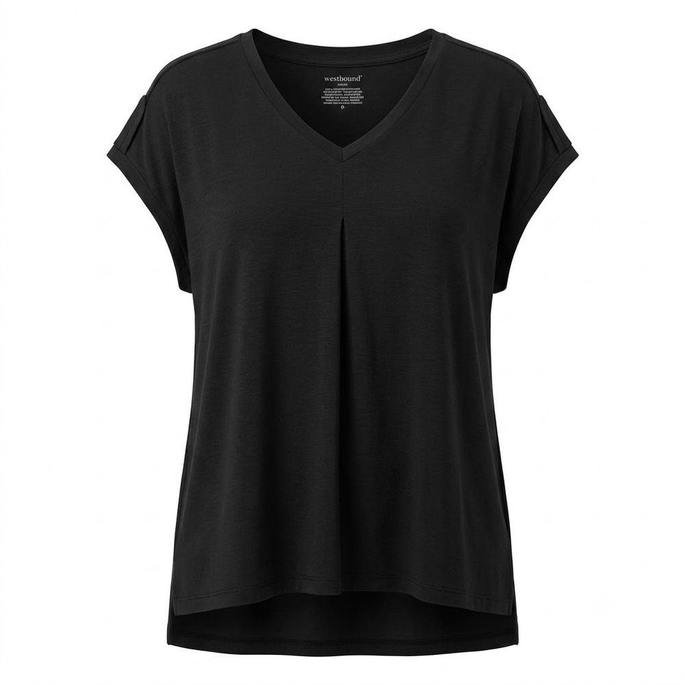 NEW Westbound Woman 2X Black V Neck Relaxed Fit Slub Knit Top Tunic